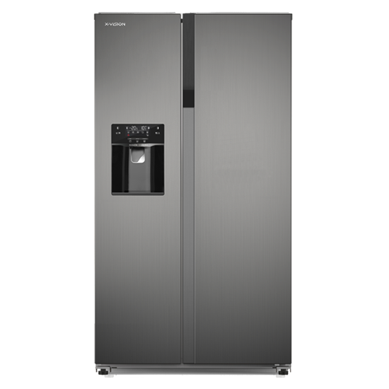 تصویر یخچال فریزر ساید بای ساید اتوماتیک ایکس ویژن مدل HS600 رنگ نقره ای